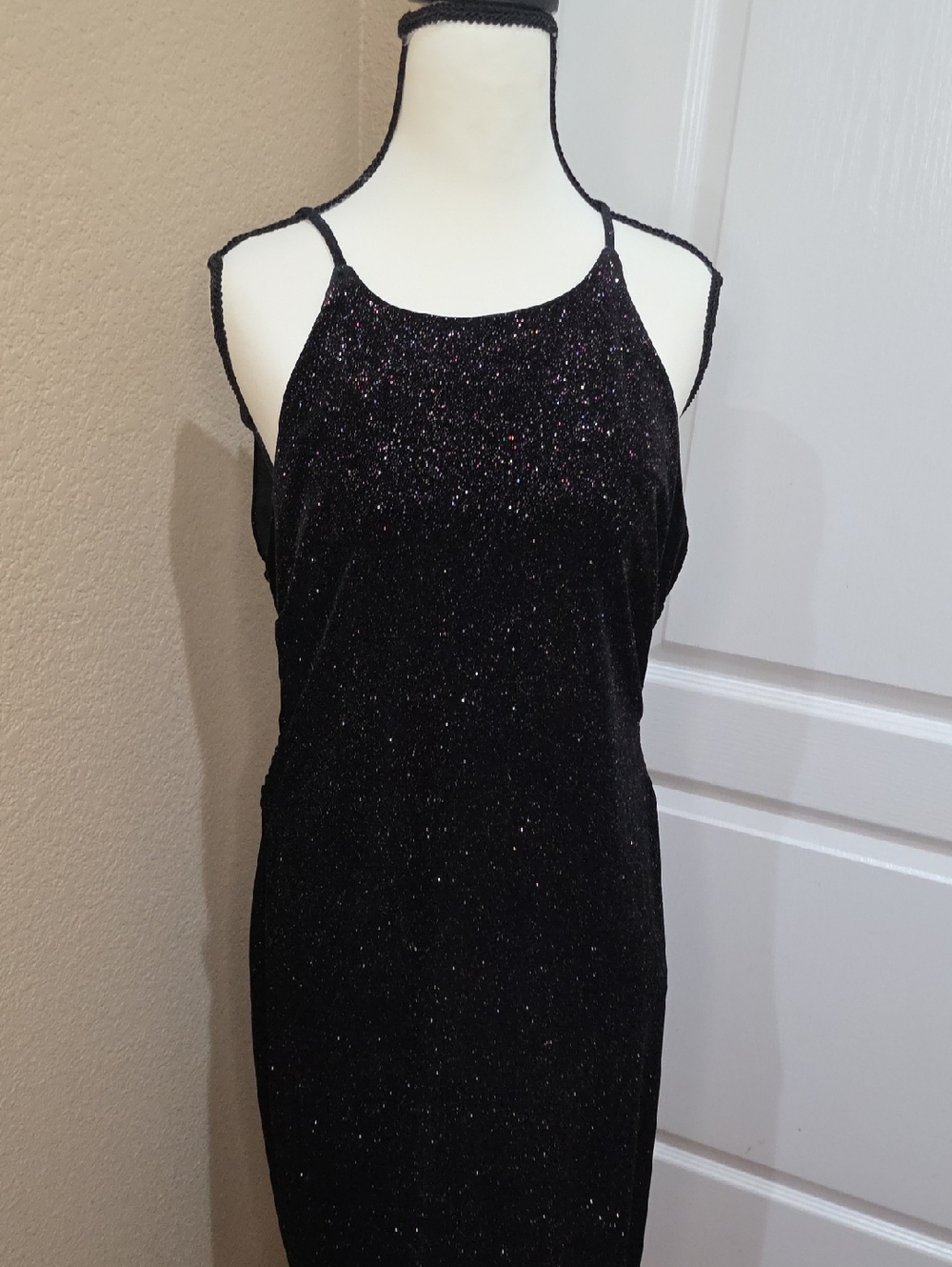 Sparkle Black Strapless Evening Dress